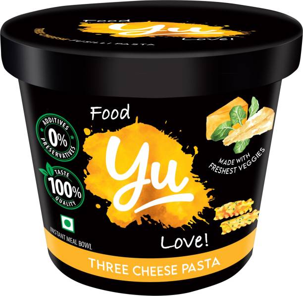 Yu Three Cheese Cup Pasta-Instant Food Ready To Eat in 4 Mins-No Preservatives Pasta