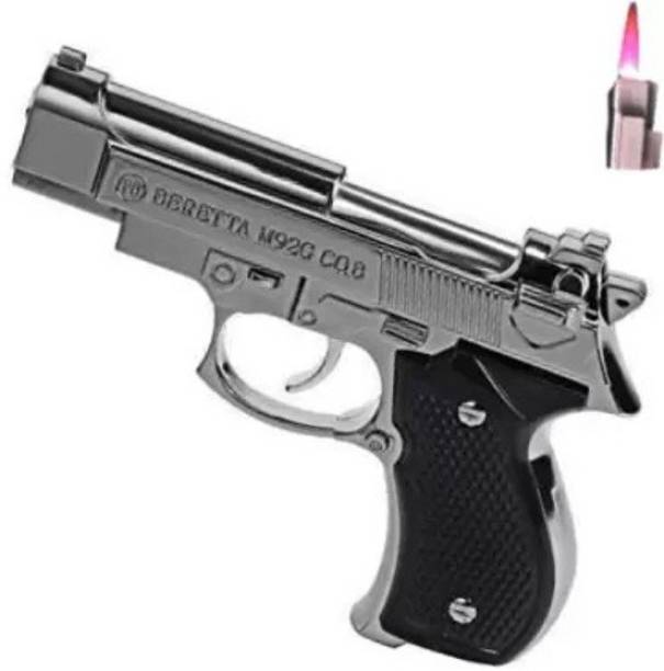 LKDS High Quality Steel Metal Gun Pistol Shaped Lighter Jet Flame Machine Lighter Small Pocket Cigarette Lighter Pistol Lighter Cigarette Lighter Pocket Lighter