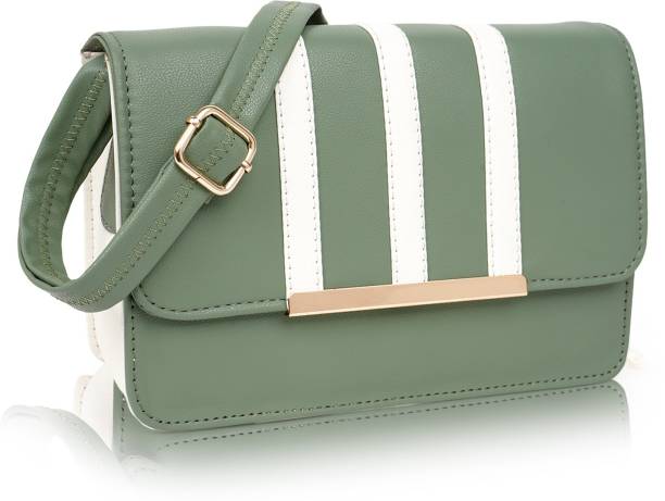 PLANX Green Sling Bag Elegant Shoulder Gold Chain Strap Crossbody Office Daytrip Slingbag For Women