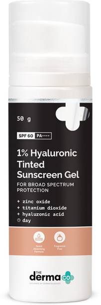 The Derma Co 1% Hyaluronic Tinted Sunscreen Gel for Broad Spectrum Protection - SPF 60 PA++++