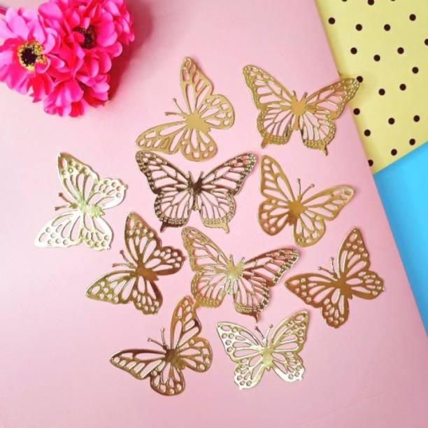 Bakers cutlery 20 Pcs Golden Butterfly Paper Topper For Cake And Cupcake Decoration Cake Topper