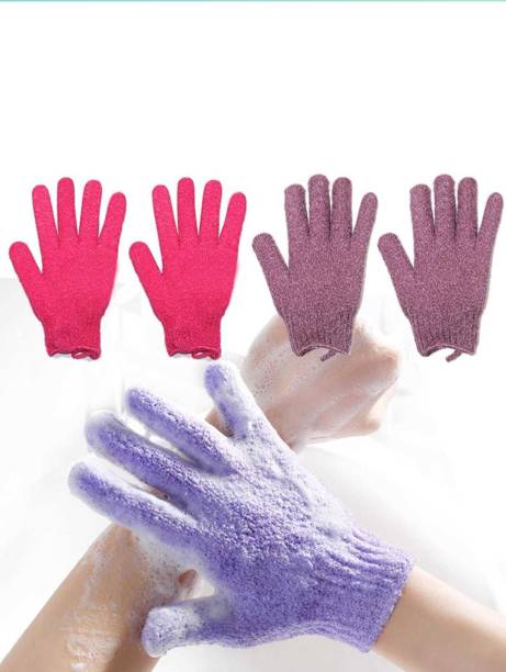 Cosluxe Exfoliating Bath Gloves for Spa Massage,Body Scrubber, Cleaner - 2 Pairs