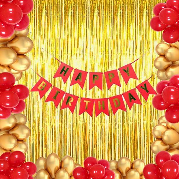 PARTY MIDLINKERZ Happy Birthday Balloons Party Decoration Kit items 44Pcs combo set decor for HBD