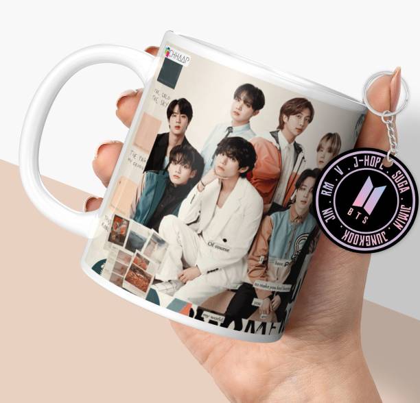 NH10 DESIGNS Bts Bts Cup Bts Keychain Bts Combo Gift For Girls Boys Friends (BTSCM3 28) Ceramic Coffee Mug