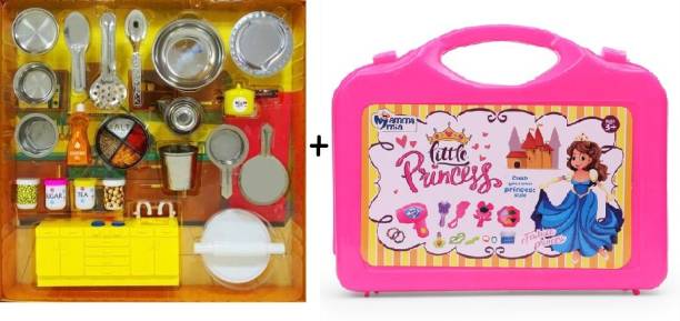 SARASI New Beauty Set & Kitchen Set Combo For Kids [Pack Of: 2, Multicolor]