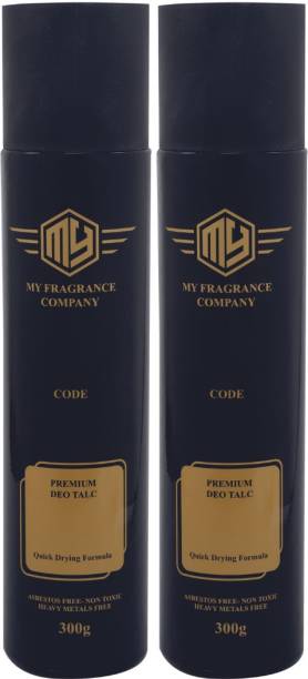 MY Code Premium Asorted | Non Toxic Talc Powder | 300Gm Pack of 2