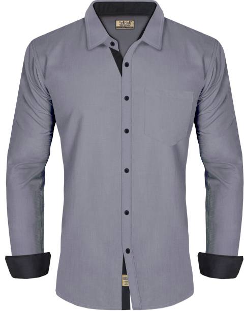 VeBNoR Men Solid Casual Grey Shirt
