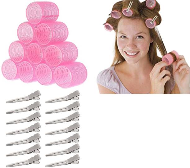 Kriti Hair Roller 6 Pcs With 15 Pcs Small Duck Section Clip For Salon Parlor Use Hair Curler