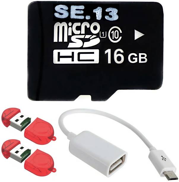 SE.13 16 GB 10 Class Memory Card With 2 Card Readers & 1 OTG Cable 16 GB MicroSD Card Class 10 90 MB/s  Memory Card