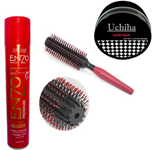 enzo Hair Styling Hold Hair Spray with Comb and MG5 Wax Hair Gel