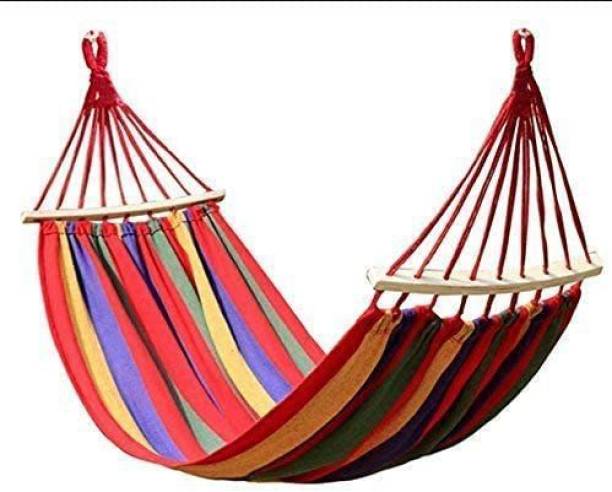 Divyata Mall Portable Swing Hammock Hanging Canvas Wooden Red Stripes for Outdoor Wooden, Wool Hammock