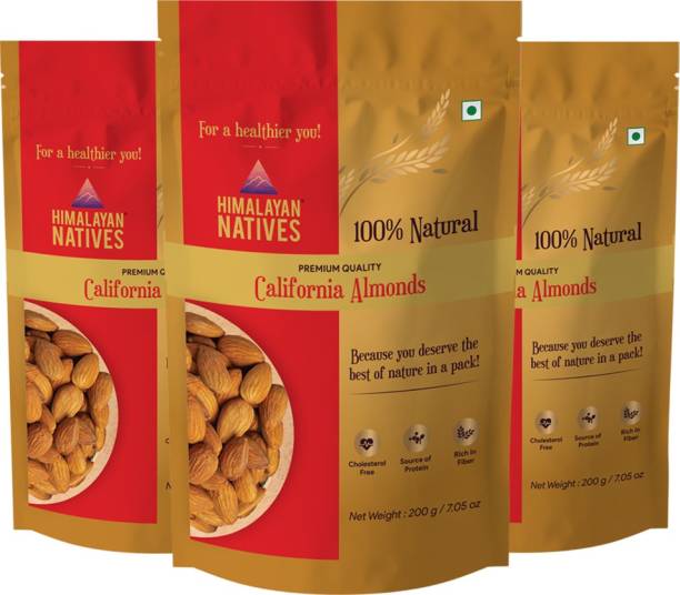 Himalayan Natives Premium Almonds/Badam-200 gm (Pack of 3) Almonds