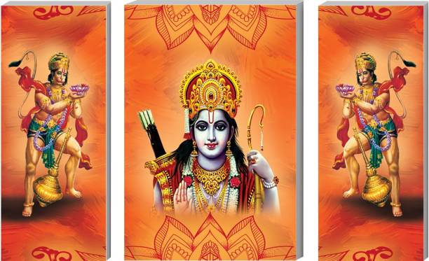 voorkoms Pack of 3 Set Lord Ram Ji Gods Hanuman Ji 18 cm Self Adhesive Sticker