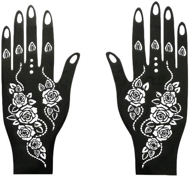 IVANA'S  Henna Tattoo Stencil (Set of 2) Women Girls Hand Finger Paint Temporary Tattoo (37) 