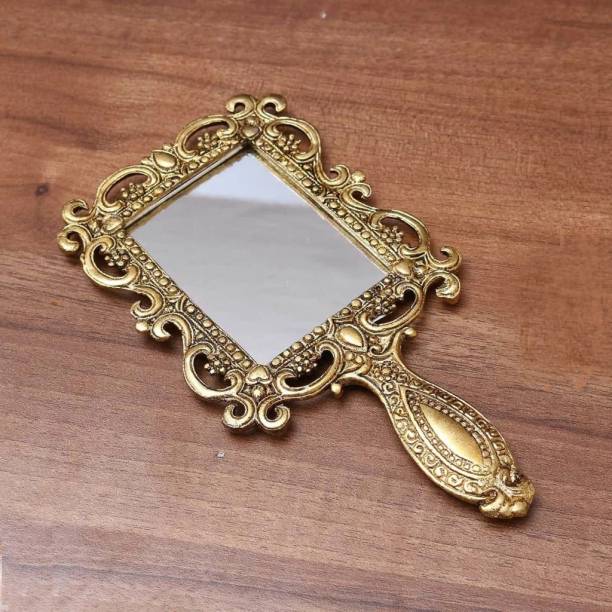 KridayKraft Metal Hand Mirror For Makeup,Table Mirror Antique Piece for Wedding Gift item