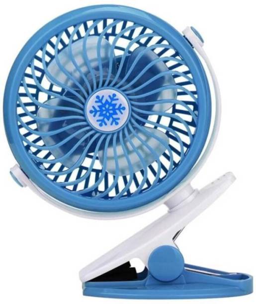 JPRO Portable Mini Clamp Adjustable Rechargeable Fan Battery Operated 40 mm 4 Blade Table Fan
