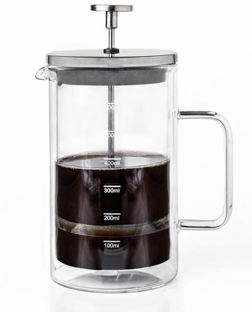 Sipologie Double Wall French Press 600ml, 4-Level Filtration, Borosilicate Glass 3 Cups Coffee Maker