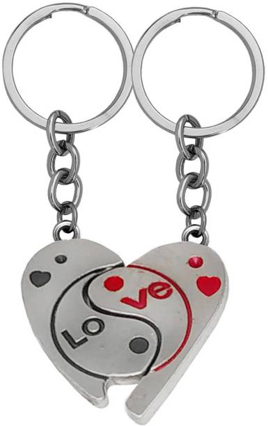M Men Style Heart love Set Of 2 Keychain Keyring To Friends Key Chain