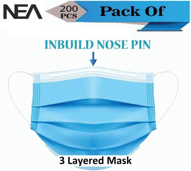 Nea Blue 3 Layer Certified Face Mask 3 Ply Mask Pharmaceutical Mask / Surgical Mask SURGICAL-200 mask 00021 Water Resistant Surgical Mask With Melt Blown Fabric Layer
