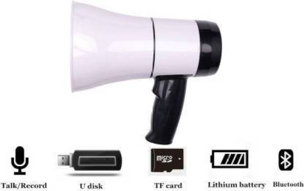 AMERA USB & SD Card Port for Announcing; Talk Record Play Siren Music and Tour Guide 30 Watts Handheld Megaphone with Recorder; Talk Record Play Siren Speaker(Black) Outdoor PA System