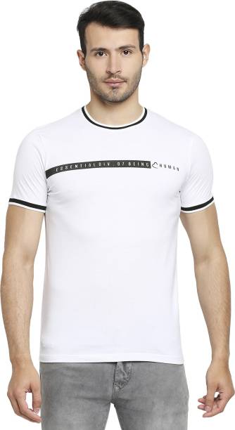 BEING HUMAN Solid Men Crew Neck White T-Shirt
