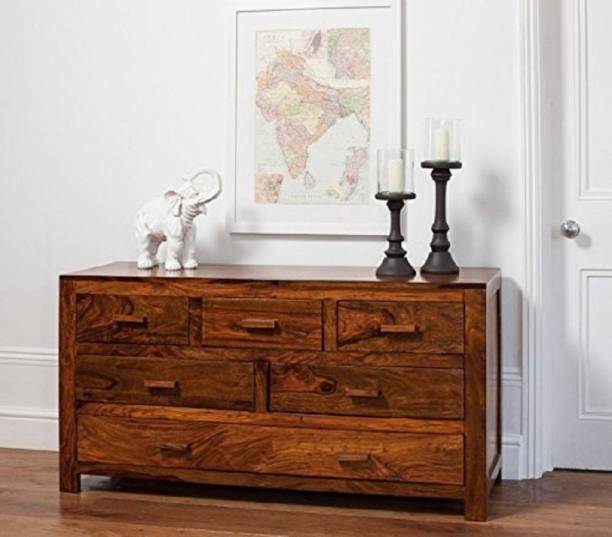 Divine Arts Solid Sheesham Wood Chest of 6 Drawers for Living Room Solid Wood Kitchen Cabinet