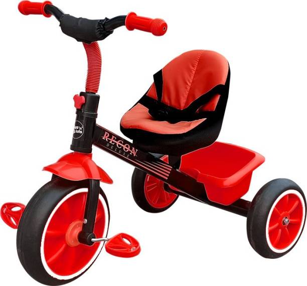 Kiddie Castle Recon Tricycle with Cushioned Seat, Storage Basket and Safety Belt for Toddlers Tricycle