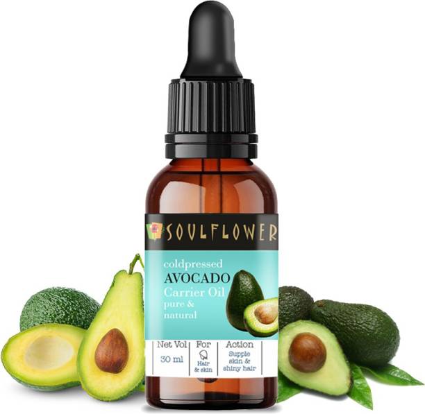 Soulflower Avocado Oil 30ml, 100% Premium & Pure, Natural and Coldpressed, For Soft Skin & Face, Skin Care, Blemish Free Skin,, Smooth Nails & Cuticles