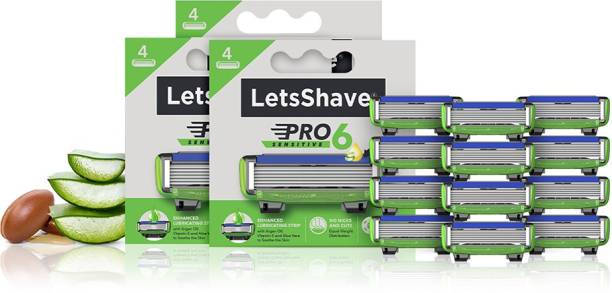 LetsShave Pro 6 Sensitive Face & Body Shaving Razor Cartridges/Shaving Blade Refills