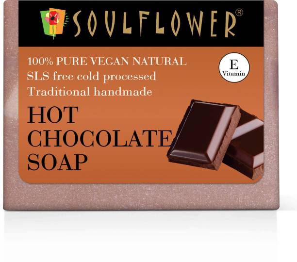 Soulflower Hot Chocolate Soap, Pure, Vegan, Natural & Handmade Soap for Moisturizing Skin