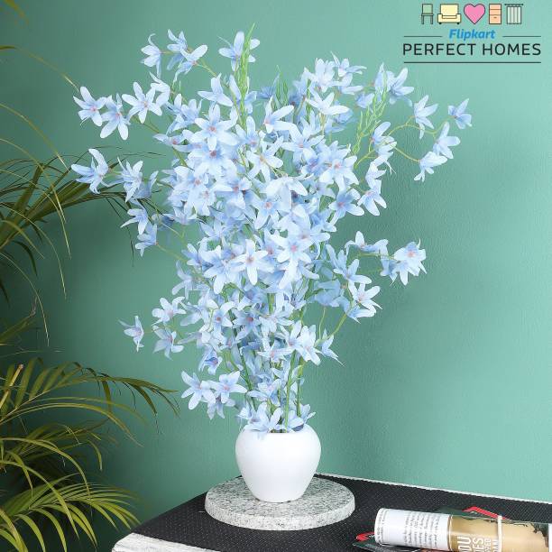 Flipkart Perfect Homes Artificial Flower Pot for Home, Office And Garden Decor Blue Wild Flower Artificial Flower  with Pot