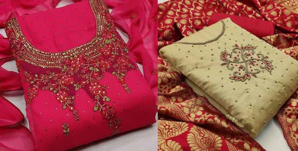 Unstitched Georgette Salwar Suit Material Embroidered Price in India