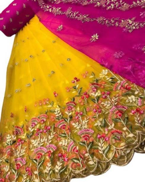 Embroidered Semi Stitched Lehenga Choli Price in India