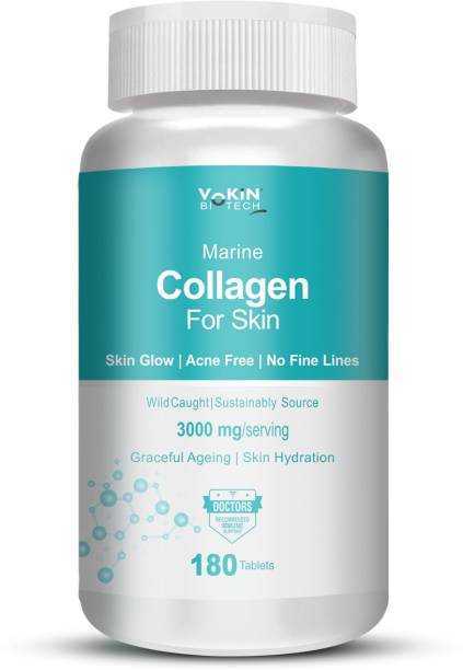 Vokin Biotech Marine Collagen 3000Mg With Biotin & Vitamin C For Skin | Hair | Nails
