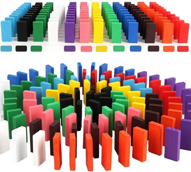 TOYHILLS 12 COLOR 120 PCS WOODEN DOMINOS BLOCKS TOYS FOR BOYS AND GIRLS, STACKING GAMES