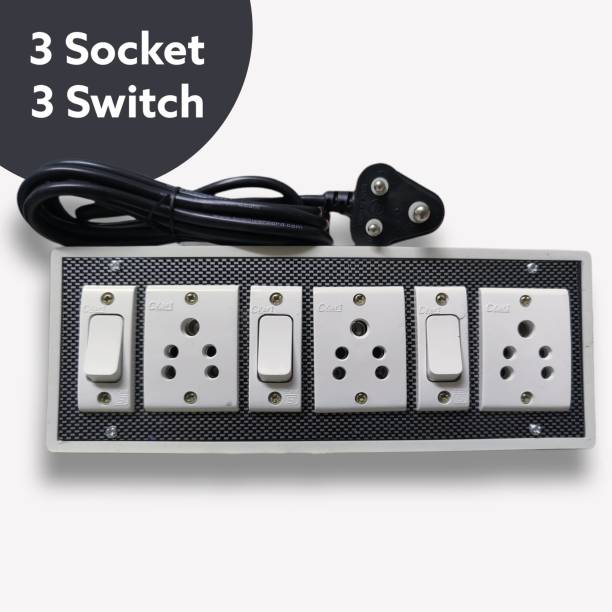 Ziltos 3 Socket & 3 Switch Board with 3 Yard wire 3  Socket Extension Boards