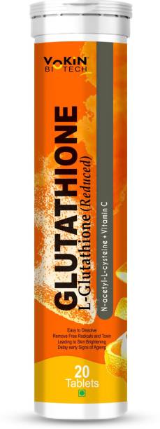Vokin Biotech L-Glutathione 600mg With Vitamin C for Glowing Skin | Dark spots & Tan Removal