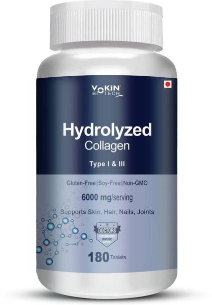 Vokin Biotech Hydrolyzed Collagen 6000mg with Type 1 & 3 Supports Skin, Hair, Nails & Joints