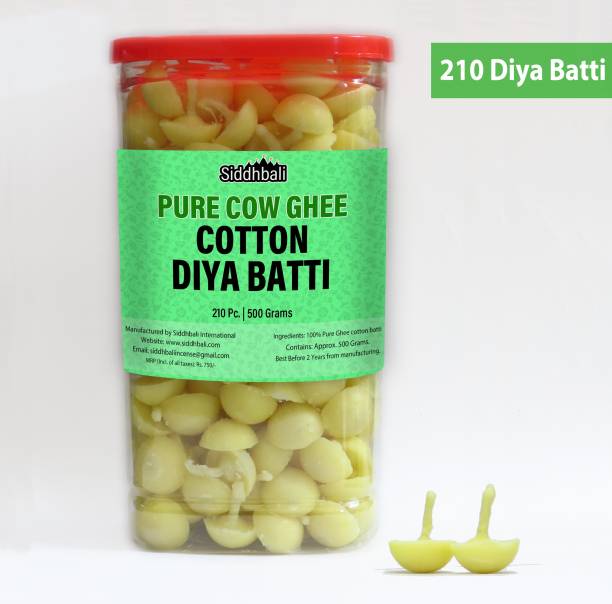 Siddhbali Pure Cow Ghee Cotton Batti Cotton Wicks - 210 Ghee Jyoti - Diya - 500 gm Pet Jar Cotton Wick
