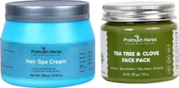 pramukh herbs HAIR SPA CREAM & TEA TREE & CLOVE FACE PACK