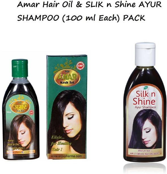ANJU PHARMACEUTICALS HAIR OIL & SLIK n Shine SHAMPOO (100 ml Each) Hair Oil