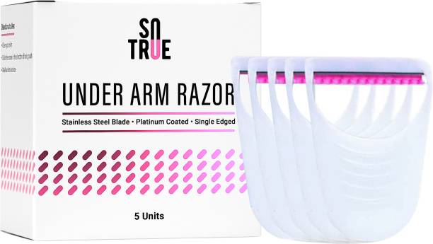 Sotrue Underarm Razor For Women | For Instant Hair Removal | Easy to Use, Disposable and Washable | Platinum Coated Water Resistant Blades I Pack of 5 Razors