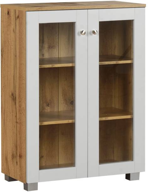 DeckUp Awana Wotan Oak & White Engineered Wood Close Book Shelf