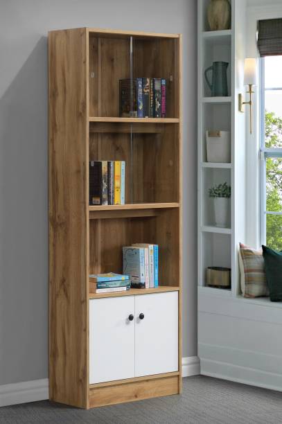 DeckUp Cove Wotan Oak & White Engineered Wood Semi-Open Book Shelf