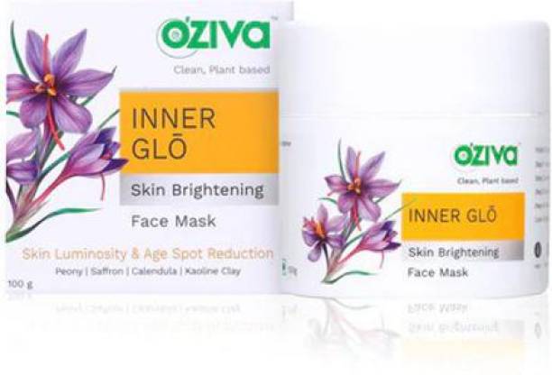 OZiva Inner Glo Skin-Brightening Face Mask (with Saffron, Turmeric, Sandalwood & Peony) for Spot Reduction & Radiance