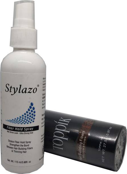 Stylazo hair fiber styling 27.5 gram medium brown with 115 ml cambo for men and women 5425454 soft Hair Volumizer fiber