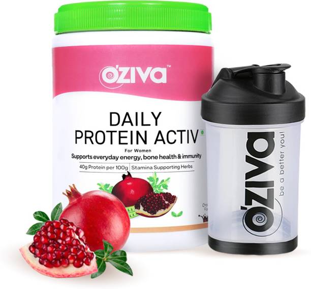 OZiva Daily Protein Activ For Women for Improved Everyday Energy, Bone Health & Shaker Whey Protein