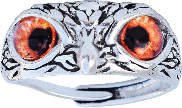 Unique Style Orange Eyes Owl Finger Unisex Fashion Finger Ring Zinc, Alloy Cubic Zirconia Ring