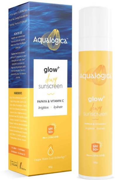 Aqualogica Glow+ Dewy Sunscreen with SPF 50 PA+++ for UVA/B & Blue Light Protection - SPF SPF 50 PA++++
