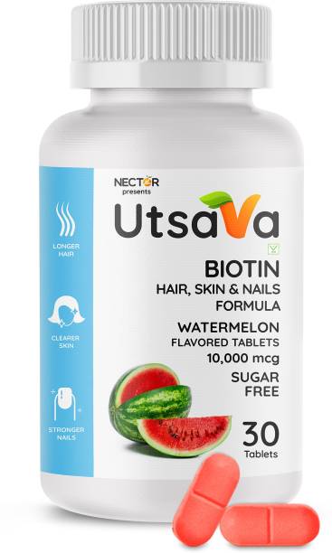 Nector Utsava Biotin Watermelon Sugar Free Chewable Tablets for Hair Skin & Nails
